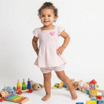 BB2569P  Shirred Gingham Set  (9-24 months)