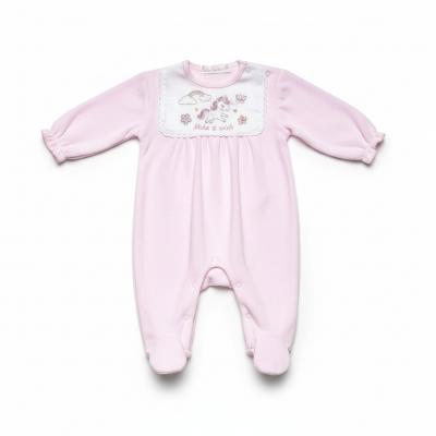 BB8827P  Velour with Unicorn Bib  (0-9 months)