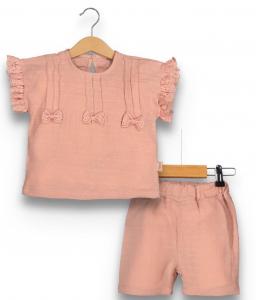 BE2210DP  Dusky Pink Shorts Set  ( 6-24 months)