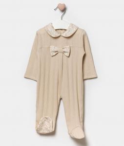 BK24134-B  Ecru Floral detail All In one  (3 -9 months)