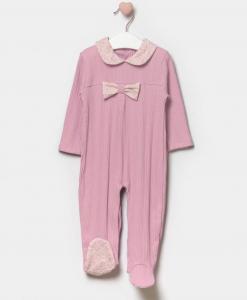 BK24134-P  Pink Floral detail All In one  (3 -9 months)