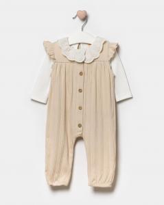 BK24136-E  Ecru Lace Collar Romper  (3 -9 months)