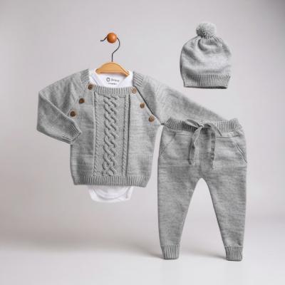 BM4084G Grey Knitted set and vest (3-12 months)