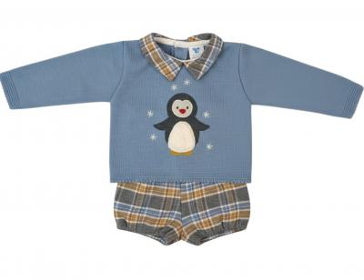 BO8063B  Brushed Tartan Jam Pant "Penguin" Set  (0-9 months)