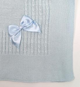 BOMC7116-S  Sky Cable Knit Shawl with Bow 