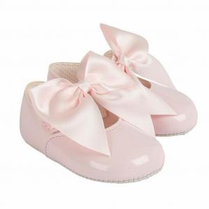 BP025P  Pink Patent "Bow" Soft Sole Shoe  (0-3)