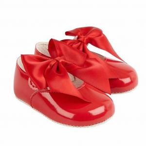 BP025R  Red Patent "Bow" Soft Sole Shoe  (0-3)
