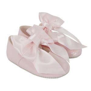 BP040P  Pink Patent Bar Shoe with Bow  (0-4)