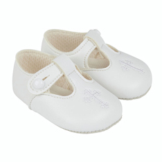 BP044WM Christening White Matt Shoe With Cross (0-3)