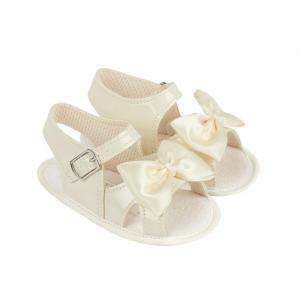BPS050IP  Patent Ivory Bow Soft Sole Sandal  (0-3)