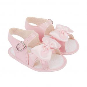 BPS050P  Pink Patent Bow Soft Sole Sandal  (0-3)