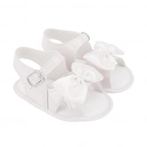 BPS050W  White Bow Soft Sole Sandal  (0-3)
