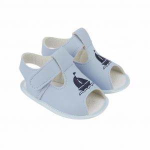 BPS052SN  Sky/Navy "Boat" Soft Sole Sandal  (0-3)