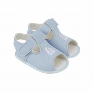 BPS052SW  Sky/White "Boat" Soft Sole Sandal  (0-3)