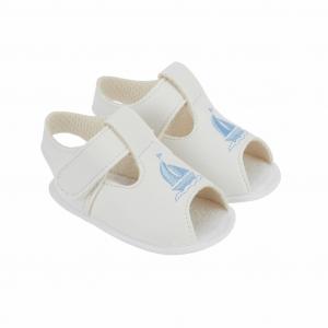 BPS052WS  White/Sky "Boat" Soft Sole Sandal  (0-3)