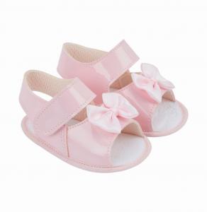 BP053PP  Patent Pink "Bow" Soft Sole Sandal  (0-2)