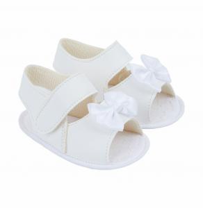 BP053W  White Matt "Bow" Soft Sole Sandal  (0-2)