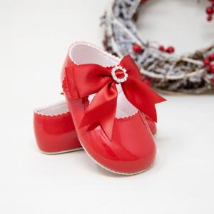 BP060R  Red Bow & Diamonte Shoe  (0-3)
