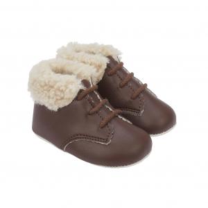 BP627Br  Brown Pre-Walker Boots with Fur Collar  (0-3)