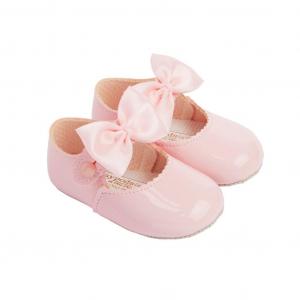 BP750PP  Pink Patent "Bow" Soft Sole Shoe  (0-3)