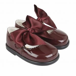 BPH045BU  Burgundy Patent "Bow" First Walker Shoe  (2-6)