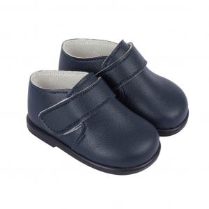 BPH046N  Navy First Walker Velcro Strap Shoes  (2-4)