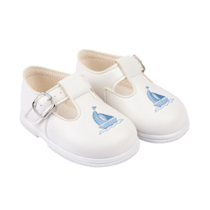 BPH512WS  "Yacht" White/Sky Blue First Walker Shoes  (2 only)