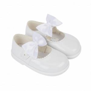 BPH650WP  White Patent "Bow" First Walker Shoes  (2-6)