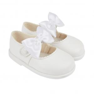 BPH650WM  White Matt "Bow" First Walker Shoes  (2-6)