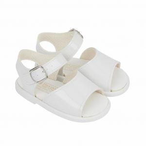 BPS070W  White Patent Hard Sole Sandal  (2-4)