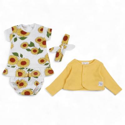 BY140863Y  "Sun Flower" Dress Set with Cardigan  (12-24 months)