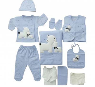 CBCC1620-SS   10 Piece Boxed  Gift Set "Bear " Sky  (0-3 months)