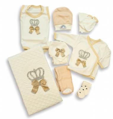 CBCC557G  10 Piece boxed  Set "Sparkle Crown" Gold  (0-3 months)