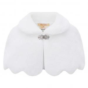 CC906W White Cape with Diamante Clasp (0-24 months)