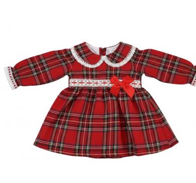 DD2026R  Red Tartan Lace Dress  (0-12 months)