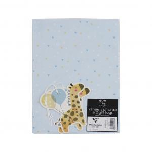 EU30393-2S2TC  Giraffe Wrapping Paper and Tags - 2 Sheets 