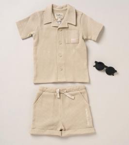 FDF09370B Waffle Shorts Set with Sunglasses (9-24 months)