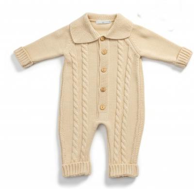 JF10-1230-T  Taupe Cable Knit Romper  (Nb-9 months)