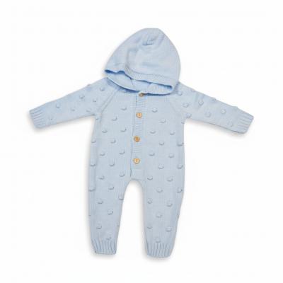 JF10-1233-S  Sky Popcorn Hooded Knit Romper  (Nb-9 months)