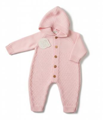 JF10-1234-P  Pink  Hooded Knit Romper  (Nb-9 months)