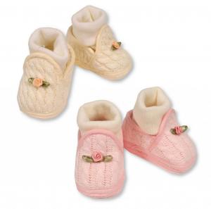 JF116-381PC  "Rosebud" Cable Knit Bootie & Sock  (Choose Colour)