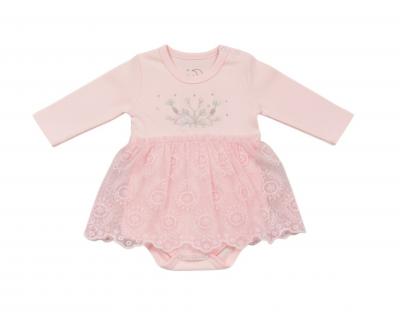 JF2120-6220P  "Flowers and Lace" Bodysuit  (0-12 momths)