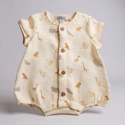 JF2120-6247E  Crinkle Muslin Romper "Safari"  (0-9 months)