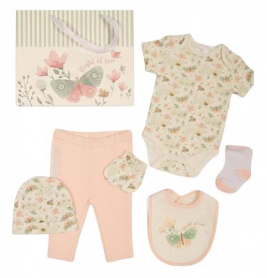 JF25-1365  Butterfly 8  Piece Layette Set & Bag  (0-6m)