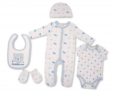 JF25-1371  Cuddle Me Bear 5 Piece Layette Set   (0-6m)