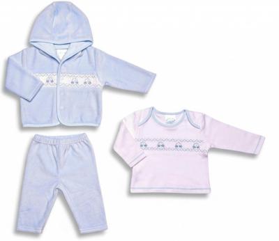 JT9767S  Velour Smocked "Cars" 3 Piece Set  (0-6 months)