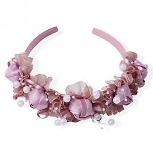 KCAT99-DP  Dusky Pink Organza and Bead Headband 