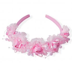 KCAT99-P  Pink Organza and Bead Headband 