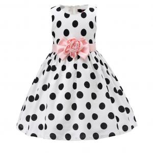 KC608W  Satin Polka Dot Dress White (6-24 months)