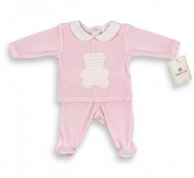 KL24107-P  Luxury Velour Teddy Two Piece  (NB-6 months)